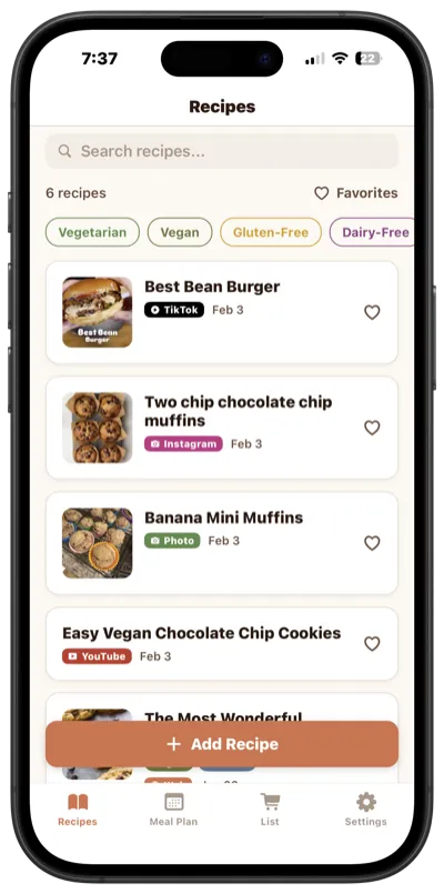 Vima Recipes app