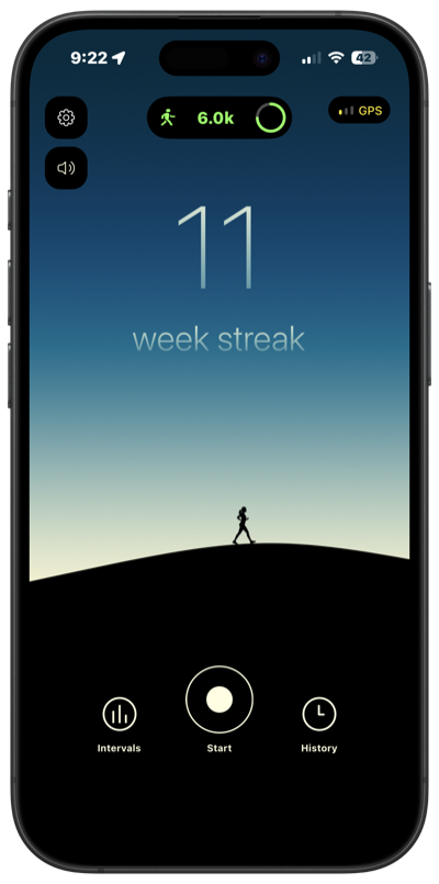 Vima Walk main tracking screen